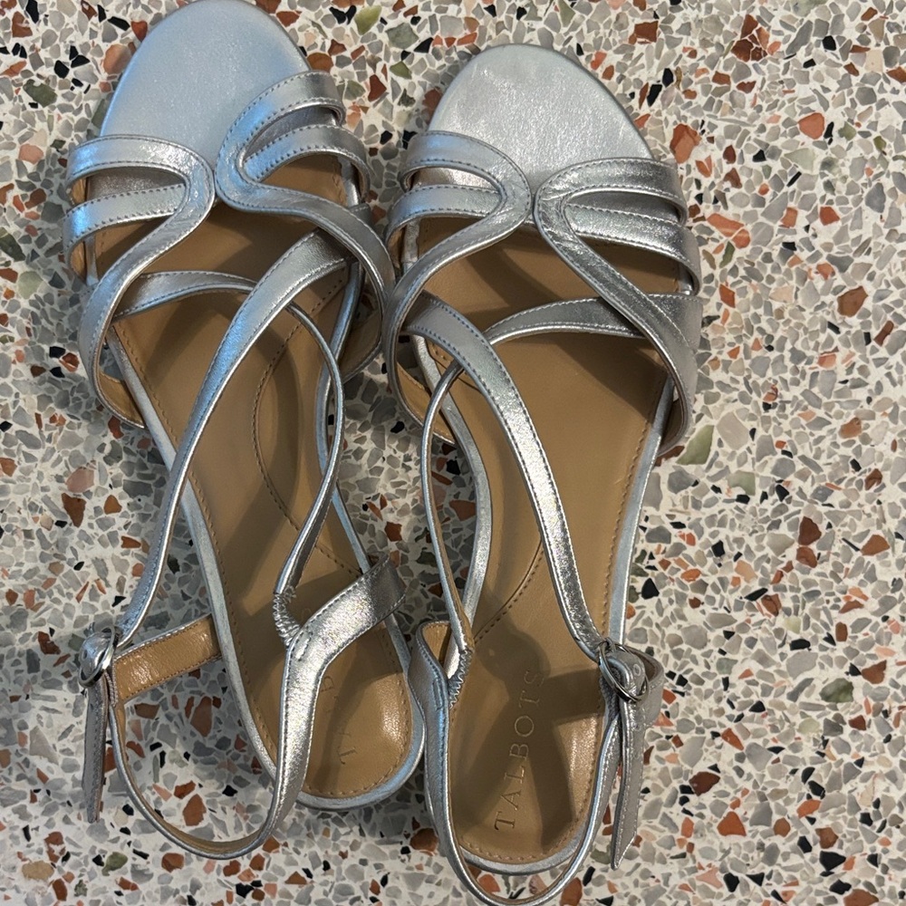 Talbots Metallic Silver Strappy Sandals